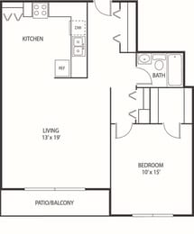 1 bed 1 bath floor plan H at Axon Green, Minneapolis, 55416