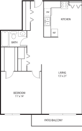 1 bed 1 bath floor plan F at Axon Green, Minneapolis, MN