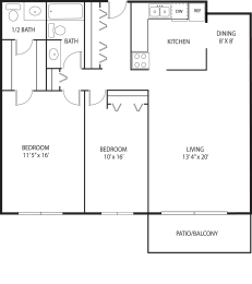 2 bed 2 bath floor plan I at Axon Green, Minneapolis, 55416