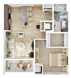 Floor Plan  1 bed 1 bath G at The Mera, St Louis Park