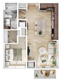 Floor Plan  1 bed 1 bath H at The Mera, Minnesota