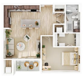 Floor Plan  1 bed 1 bath N at The Mera, Minnesota