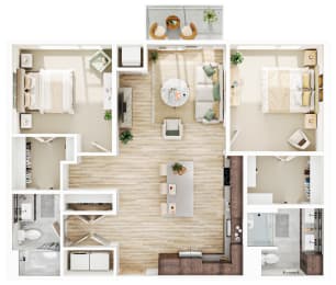 2 bed 2 bathroom C3 Floor Plan at The Mera, St Louis Park