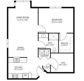Floor Plan  Heritage Place Apartments 55+ Community in Rogers, MN 1 Bedroom 1 Bathroom