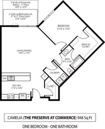 Floor Plan  The Preserve at Commerce Apartments in Rogers, MN 1 Bedroom 1 Bath