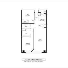 a floor plan of a 1 bedroom floor plan at The Cosmopolitan, St Paul