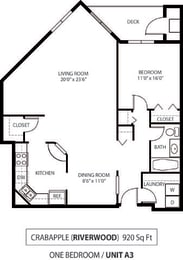 The Riverwood Apartments in Lilydale, MN 1 Bedroom 1 Bath Plus Den
