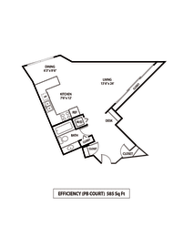 Efficiency Studio Floor Plan at Pebblebrook Court Apartments in Bloomington, Minnesota