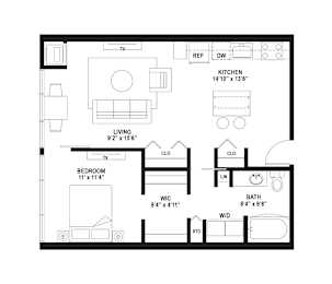 B11 Floor Plan at The Ellory Apartments, Minneapolis, MN