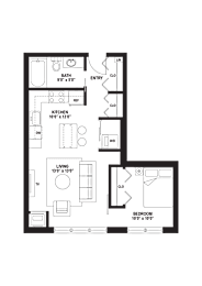 B2 Floor Plan at The Ellory Apartments, Minnesota, 55401