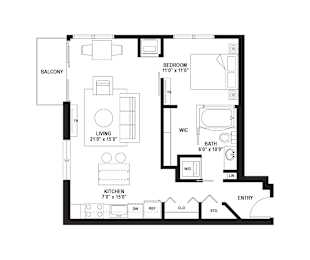 B9 Floor Plan at The Ellory Apartments, Minnesota, 55401