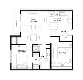 C2 Floor Plan at The Ellory Apartments, Minneapolis