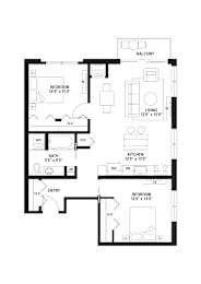 C3 Floor Plan at The Ellory Apartments, Minnesota, 55401