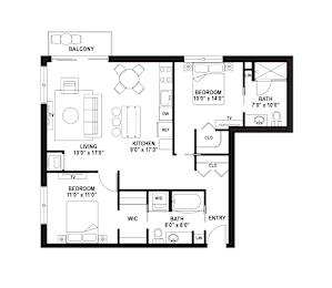 CC1 Floor Plan at The Ellory Apartments, Minneapolis, Minnesota