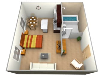 Studio Floor Plan at Garden Grove, Minnesota, 55112