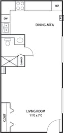 Studio Floor Plan at Hamline Terrace, Minnesota