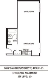 Galtier Towers Apartments in Lowertown, St. Paul, MN Studio Apartment