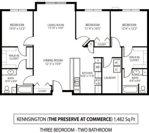 Floor Plan  The Preserve at Commerce Apartments in Rogers, MN 3 Bedroom 2 Bath