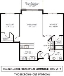 Floor Plan  The Preserve at Commerce Apartments in Rogers, MN 2 Bedroom 1 Bath