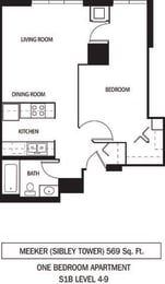 Galtier Towers Apartments in Lowertown, St. Paul, MN 1 Bedroom 1 Bath Apartment