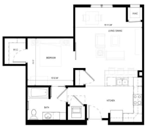 Gabella at Parkside Apartments in Apple Valley, MN One Bedroom One Bath Floor Plan