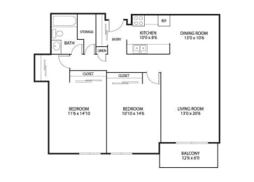 Floor Plan  The Edina Towers Apartments in Edina, MN 2 Bedroom 1 Bath