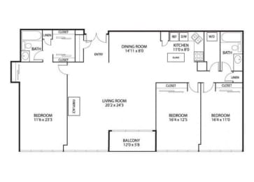 Floor Plan  The Edina Towers Apartments in Edina, MN 3 Bedroom 2 Bath Penthouse