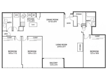 Floor Plan  The Edina Towers Apartments in Edina, MN 3 Bedroom 2 Bath Penthouse