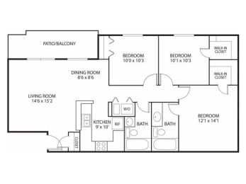 Mallard Ridge Apartments in Maple Grove, MN 3 Bedroom 2 Bathroom
