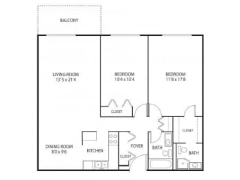 Floor Plan  Medicine Lake Apartments in Plymouth, MN 2 Bedroom 2 Bathroom