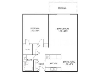 Floor Plan  Medicine Lake Apartments in Plymouth, MN 1 Bedroom 1 Bathroom