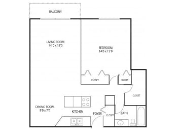 Floor Plan  Medicine Lake Apartments in Plymouth, MN 1 Bedroom 1 Bathroom