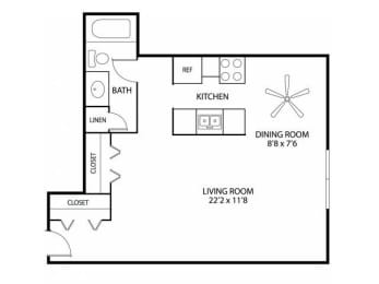 Hamline Terrace Apartments in Roseville, MN Studio Apartment