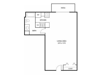 Hamline Terrace Apartments in Roseville, MN Studio Apartment