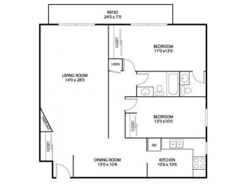 Hamline Terrace Apartments in Roseville, MN 2 Bedroom 1.5 Bath Apartment