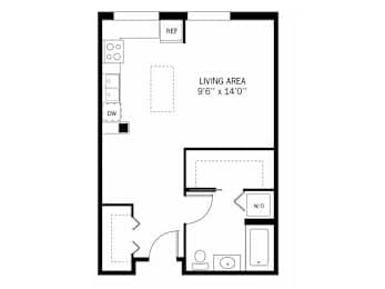 Floor Plan  Kellogg Square Apartments in St. Paul, MN Studio Apartment