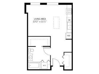 Floor Plan  Kellogg Square Apartments in St. Paul, MN Studio Apartment