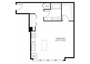 Floor Plan  Kellogg Square Apartments in St. Paul, MN Studio Apartment