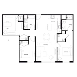 floor plan of the first floor of a modern house at Zelia on Seven, Minnesota