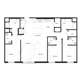 4 bedroom floor plan apartments for rent at Zelia on Seven, Minnesota, 55416