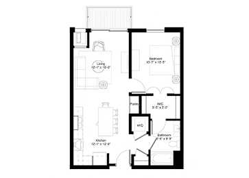 bedroom floor plan  the residence at 560 sq ft