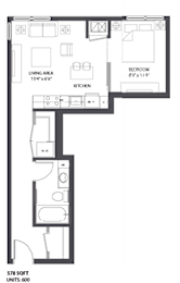 1 bed 1 bath floor plan L1 at The Palmer, Minneapolis, MN