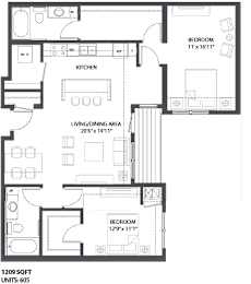Floorplan Q at The Palmer, Minneapolis, 55401