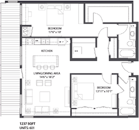 2 bed 2 bath floor plan R at The Palmer Minneapolis