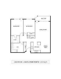 2 Bed 1 Bath Floor Plan at Park Pointe, MN, 55426