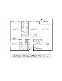 3 Bed 2 Bath Floor Plan at Park Pointe, St. Louis Park, 55426