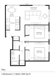 Floor Plan  a floor plan for a two bedroom unit with a bathroom and a balcony