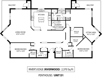 Penthouse river edge floor plan at The Riverwood, Lilydale, 55118
