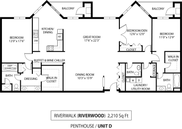 Penthouse river walk floor plan at The Riverwood, Lilydale, MN