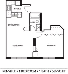 1 bedroom 1 bathroom E at Galtier Towers Apartments, Minnesota, 55101